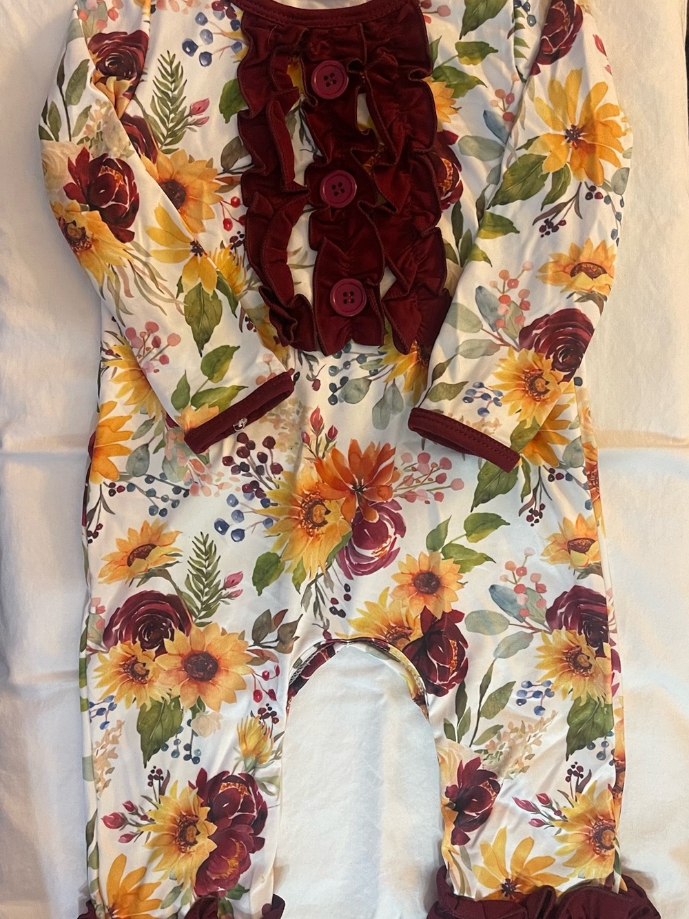 Burgundy & Sunflower Ruffle Infant Outfit